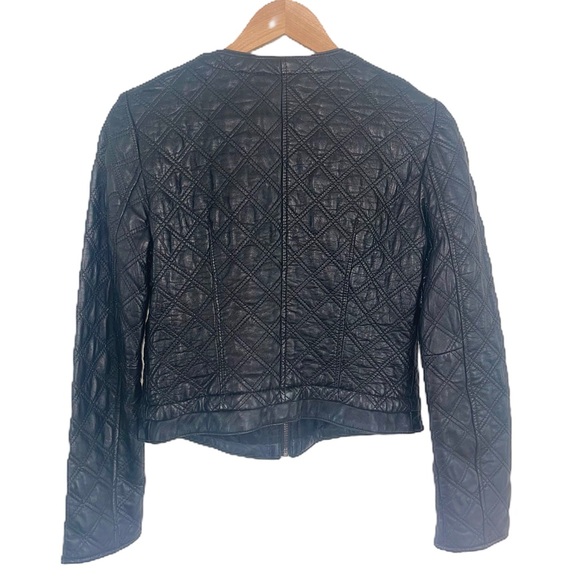 Zara Black Quilted Leather Jacket - Picture 3 of 7